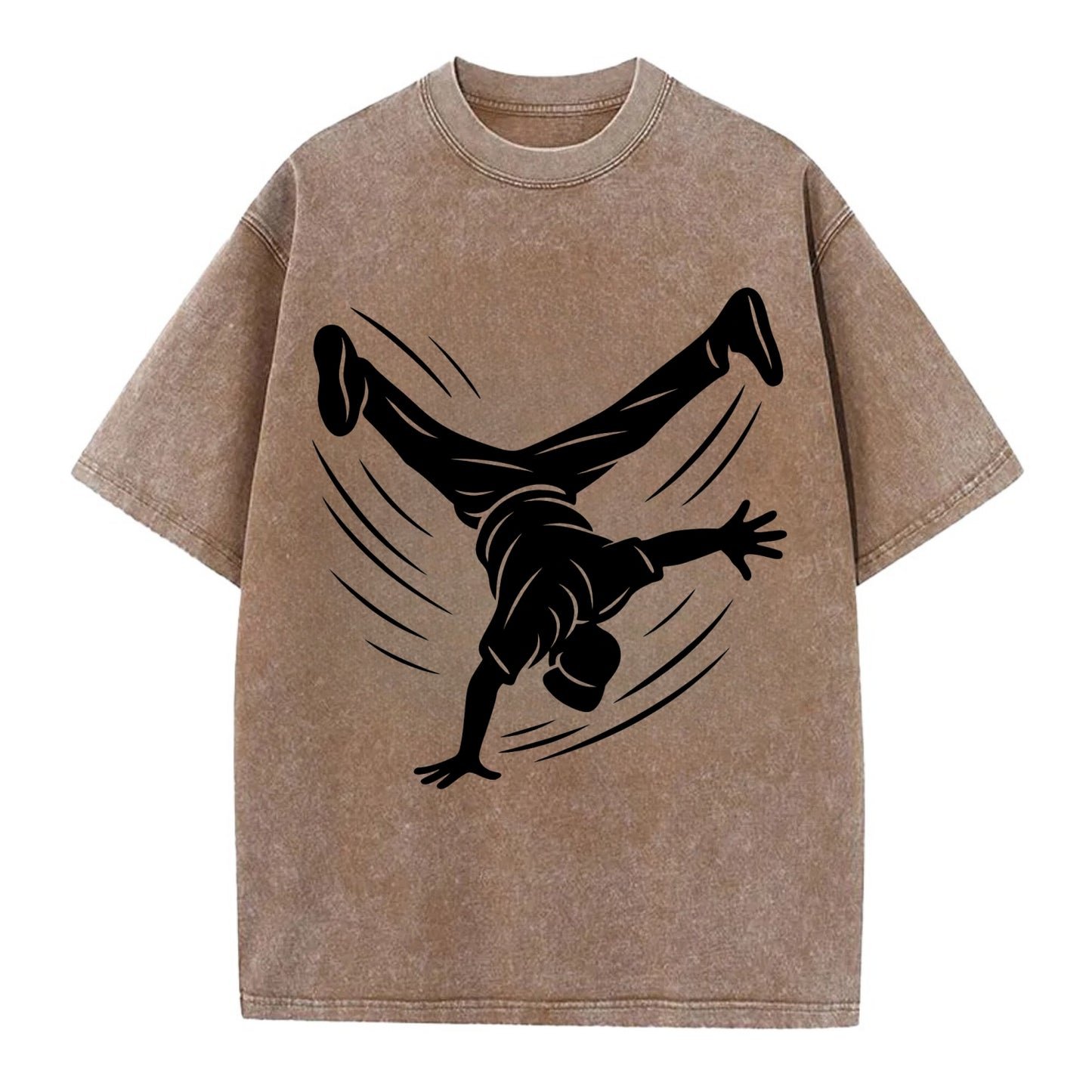 Breakdancer windmill move - Vintage T-shirt - Brown