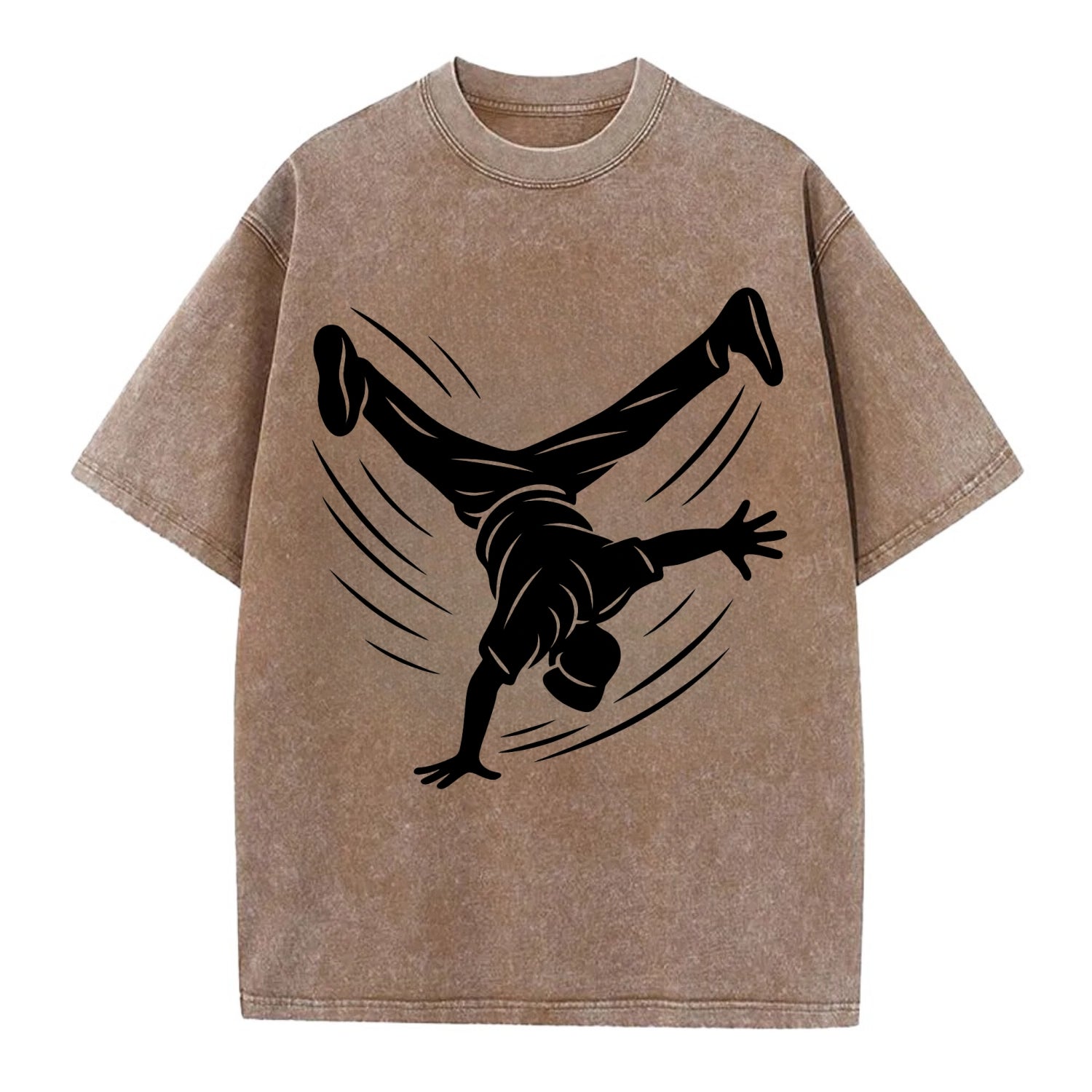 Breakdancer windmill move - Vintage T-shirt - Brown