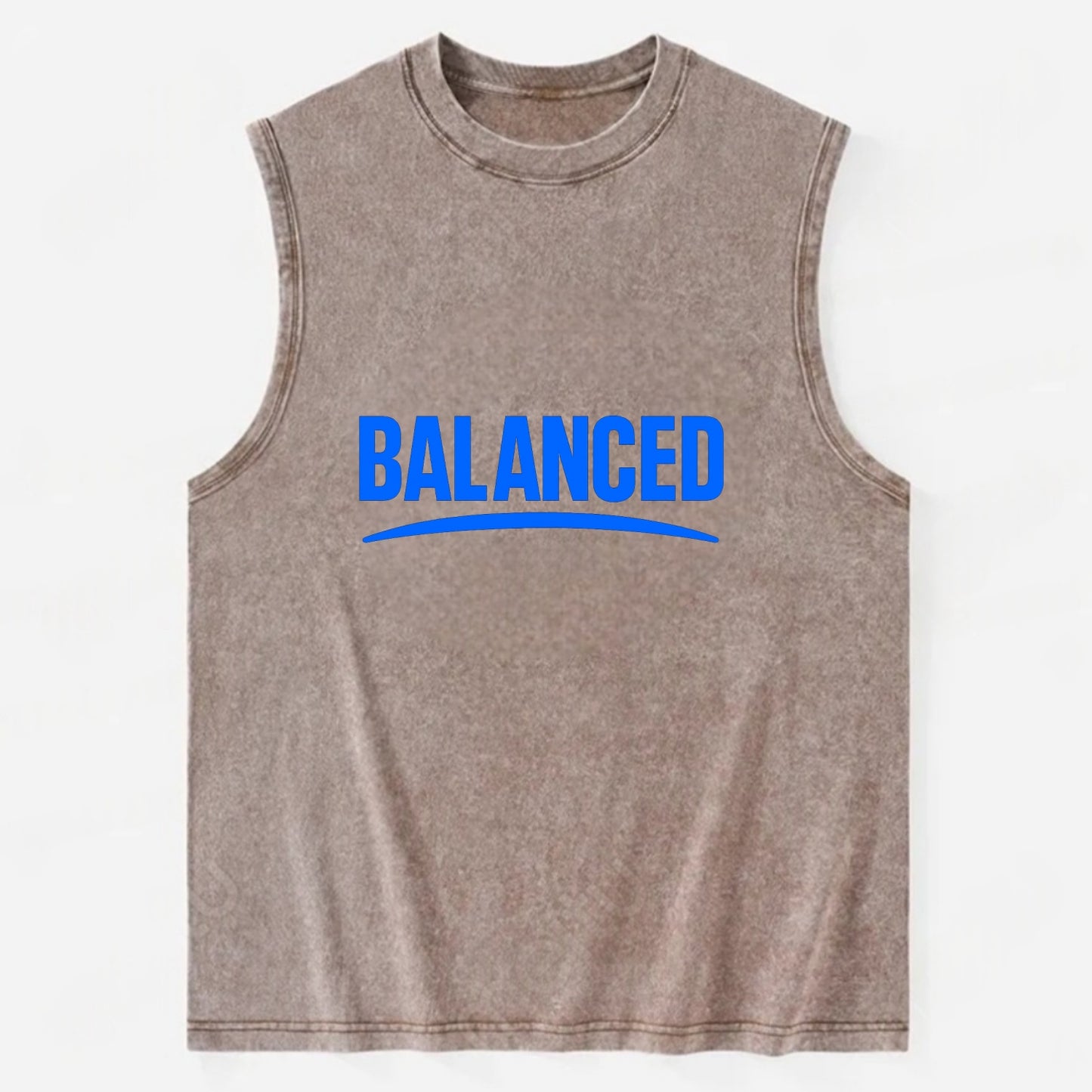 Bold typography design - "BALANCED" - harmony, equilibrium, centered life - Vintage Washed Tank - Brown