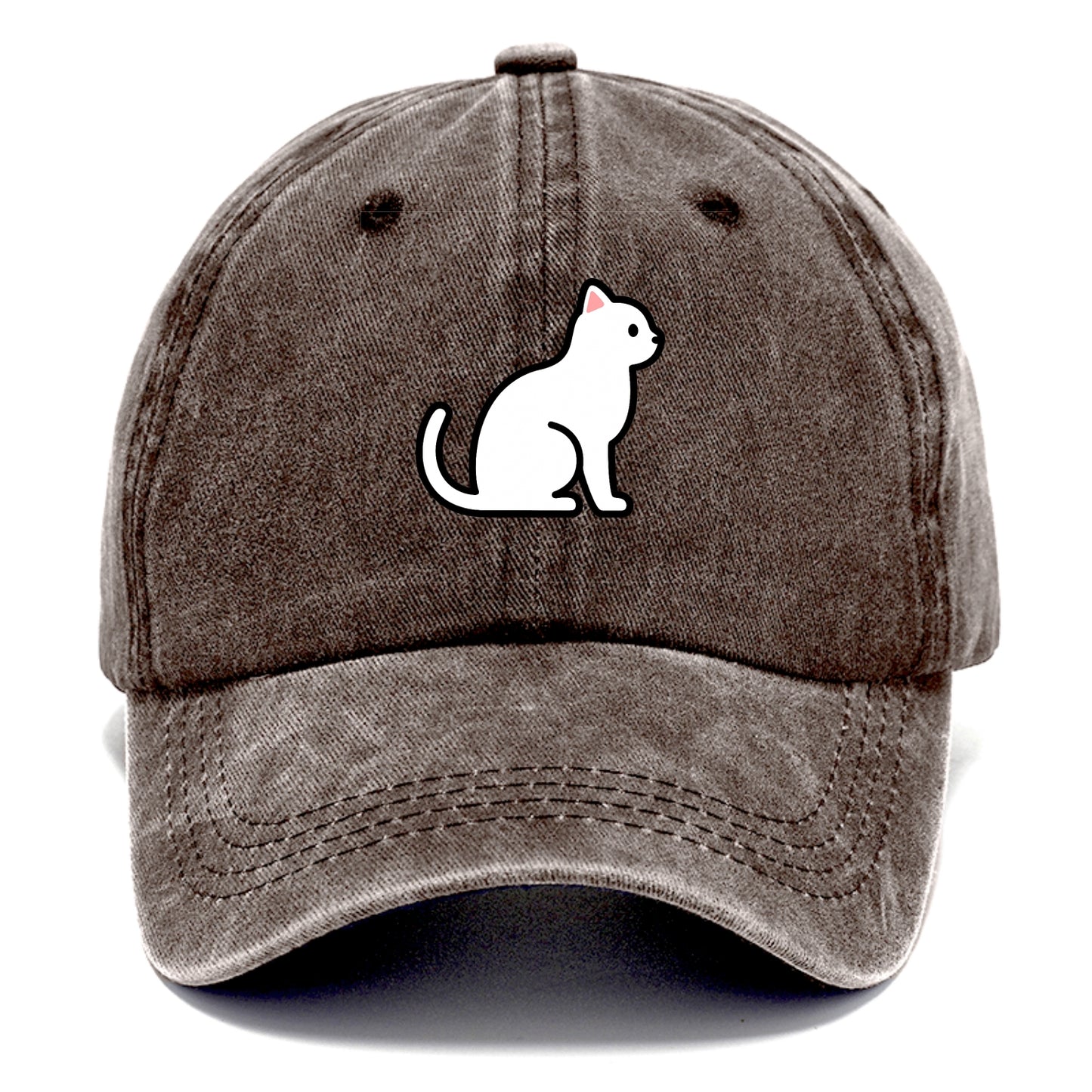 Domestic Shorthair - White classic flat side profile - Classic Cap - Brown