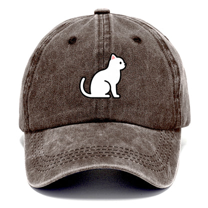Domestic Shorthair - White classic flat side profile - Classic Cap - Brown
