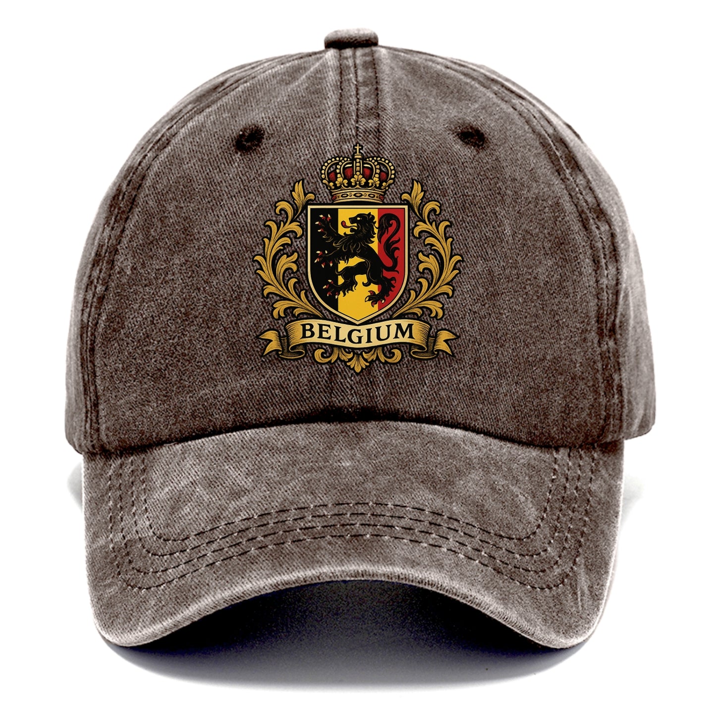 Belgium Lion Emblem (black Lion Rampant, Black/yellow/red Shield) Classic Cap - Brown