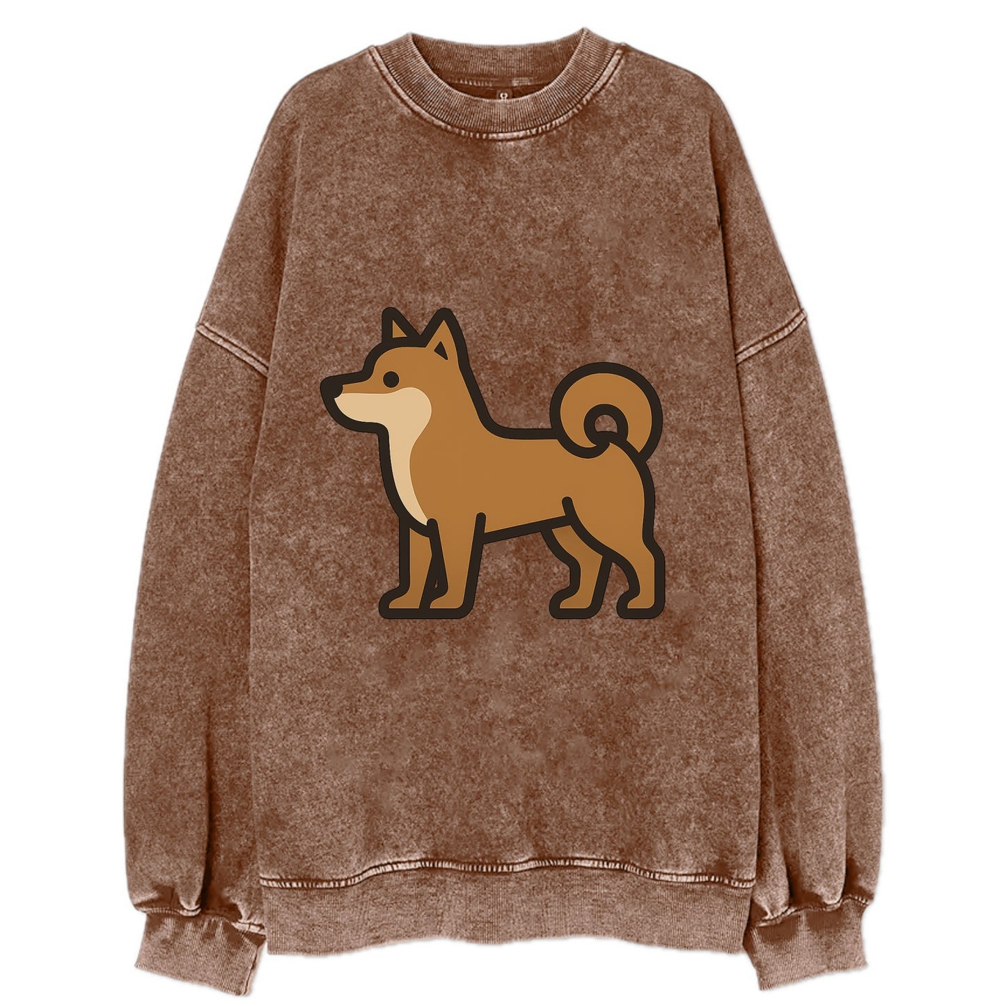 Shiba Inu - Red sesame flat side profile - Vintage Sweatshirt - Brown
