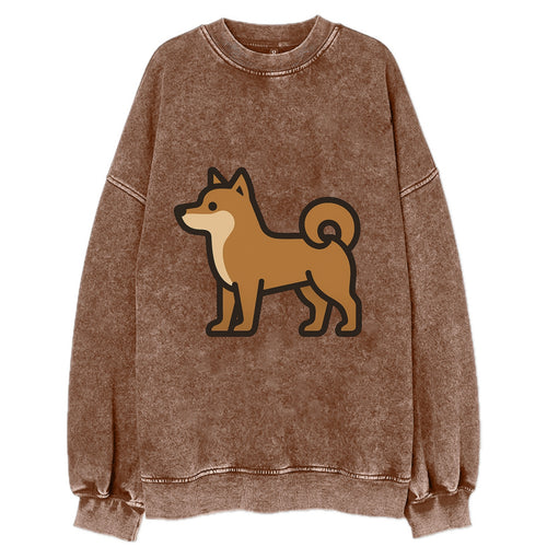 Shiba Inu - Red sesame flat side profile - Vintage Sweatshirt