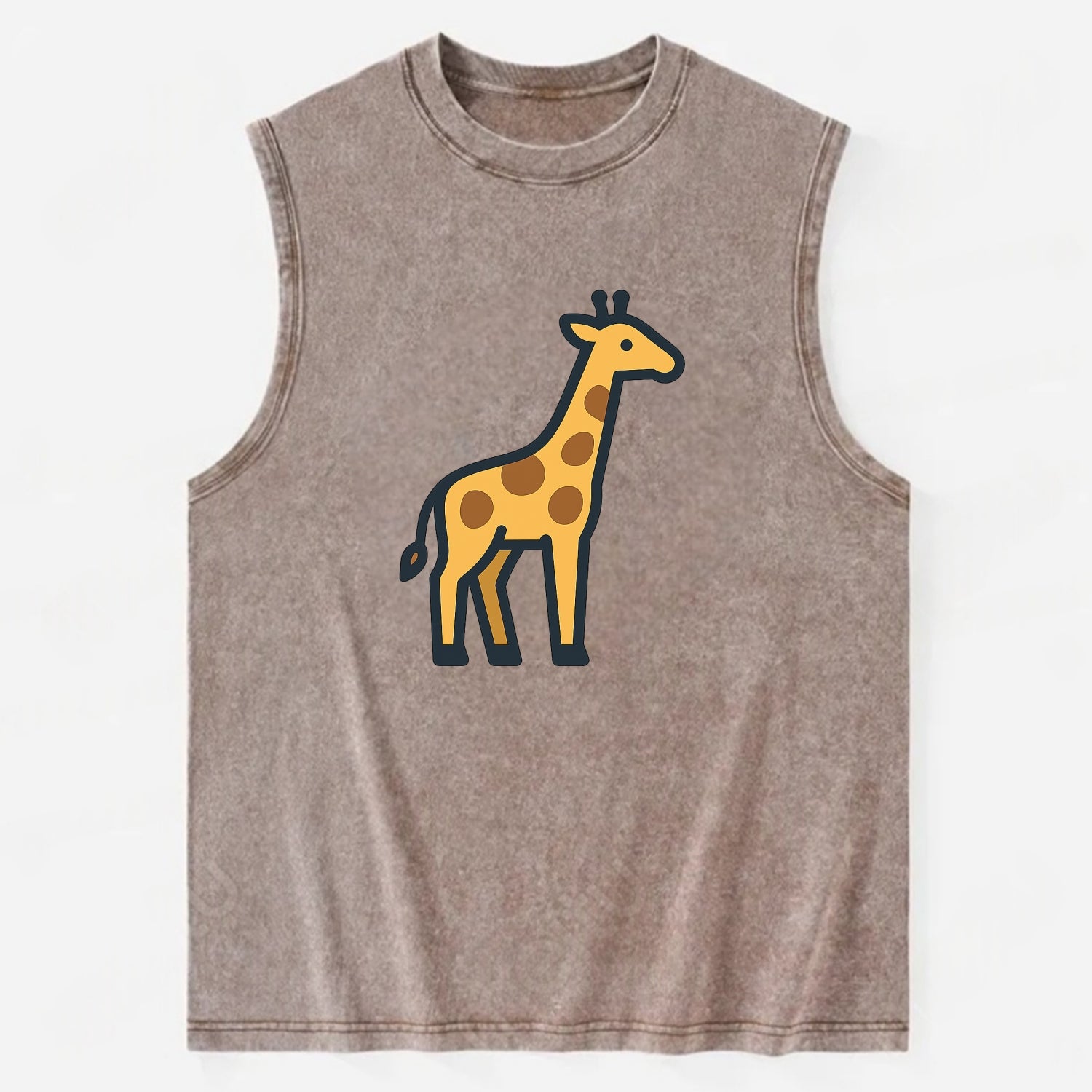 Giraffe - Yellow with brown patches flat side profile - Vintage Washed Tank - Brown
