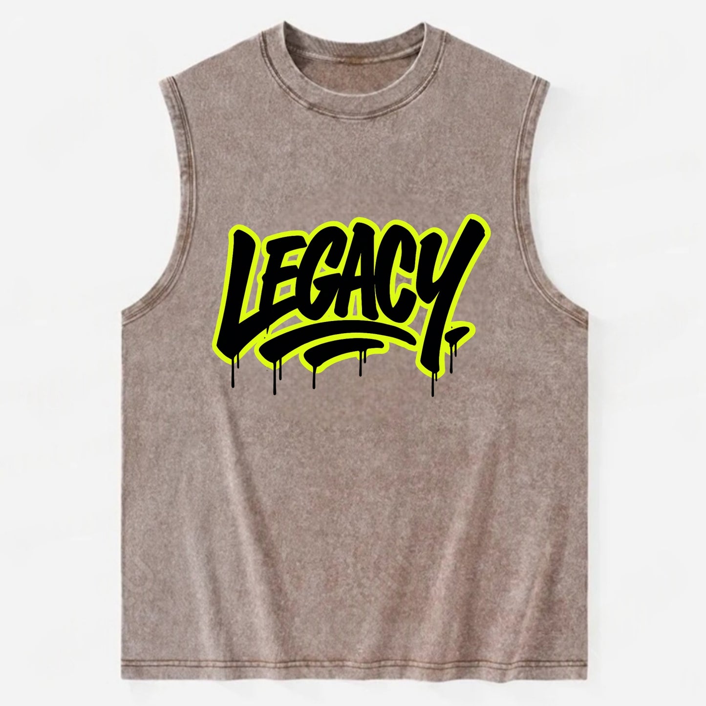 Bold typography design - "LEGACY" - what you leave behind, lasting impact - Vintage Washed Tank - Brown