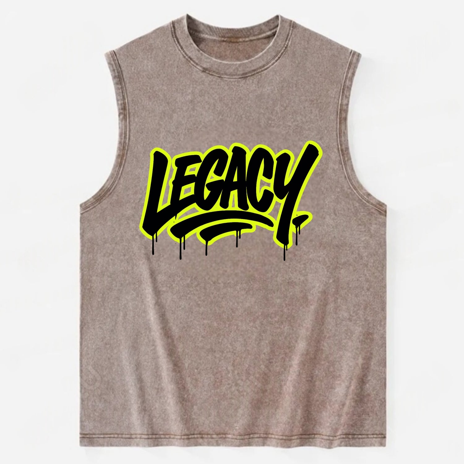 Bold typography design - "LEGACY" - what you leave behind, lasting impact - Vintage Washed Tank - Brown