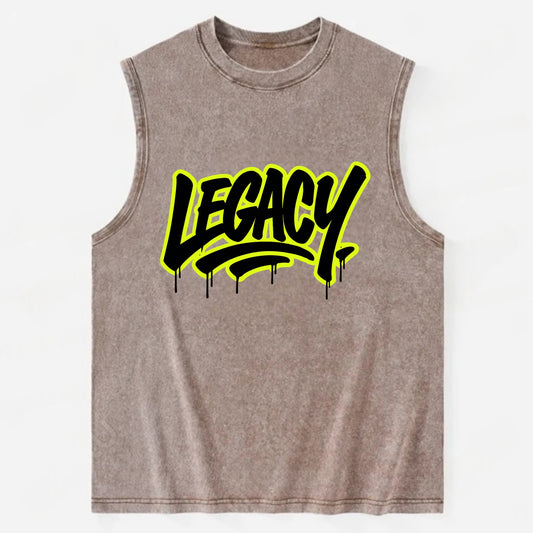 Bold typography design - "LEGACY" - what you leave behind, lasting impact - Vintage Washed Tank - Brown