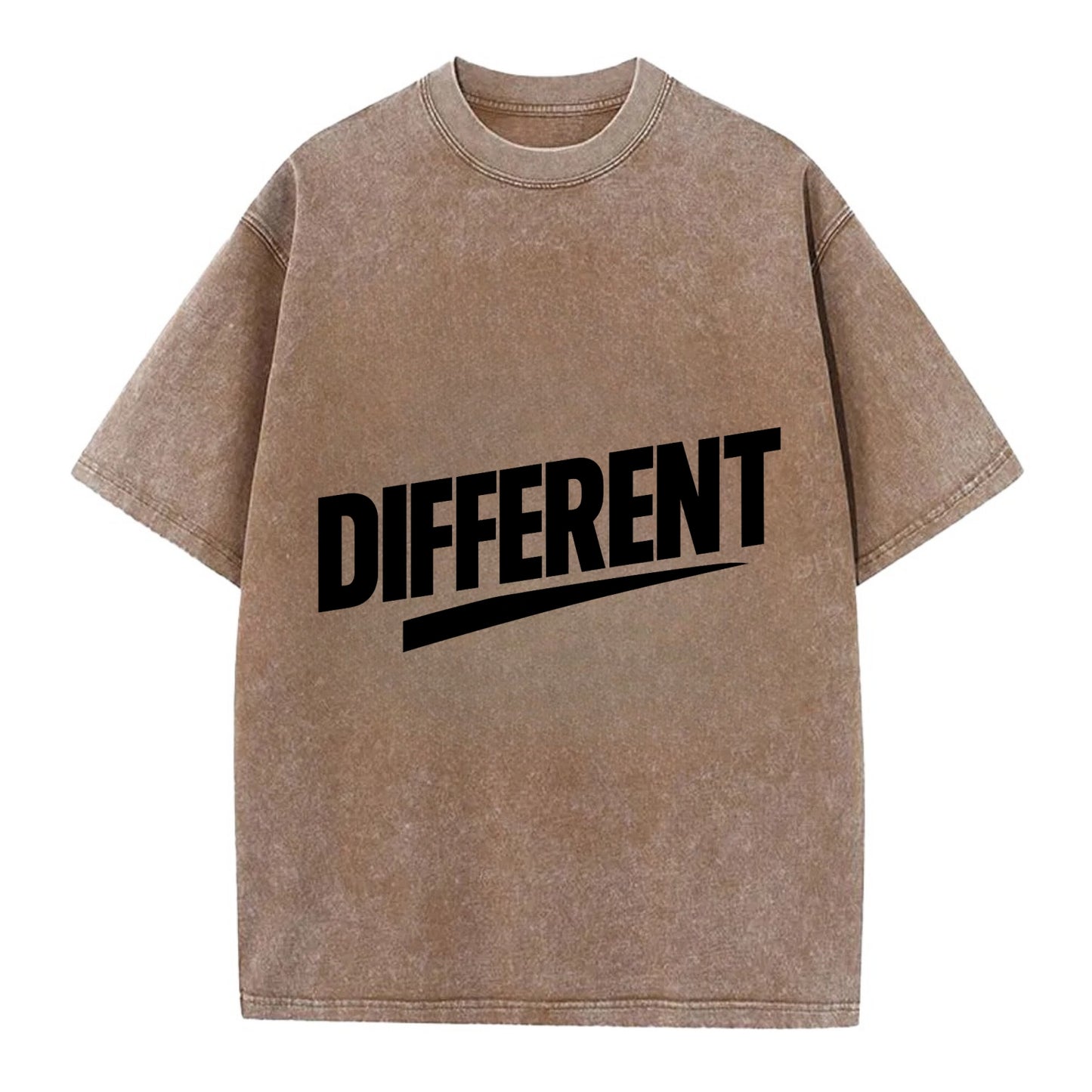 Bold typography design - "DIFFERENT" - standing out, not following crowd - Vintage T-shirt - Brown