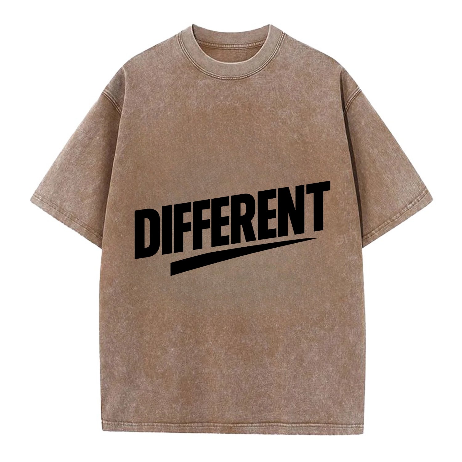 Bold typography design - "DIFFERENT" - standing out, not following crowd - Vintage T-shirt - Brown