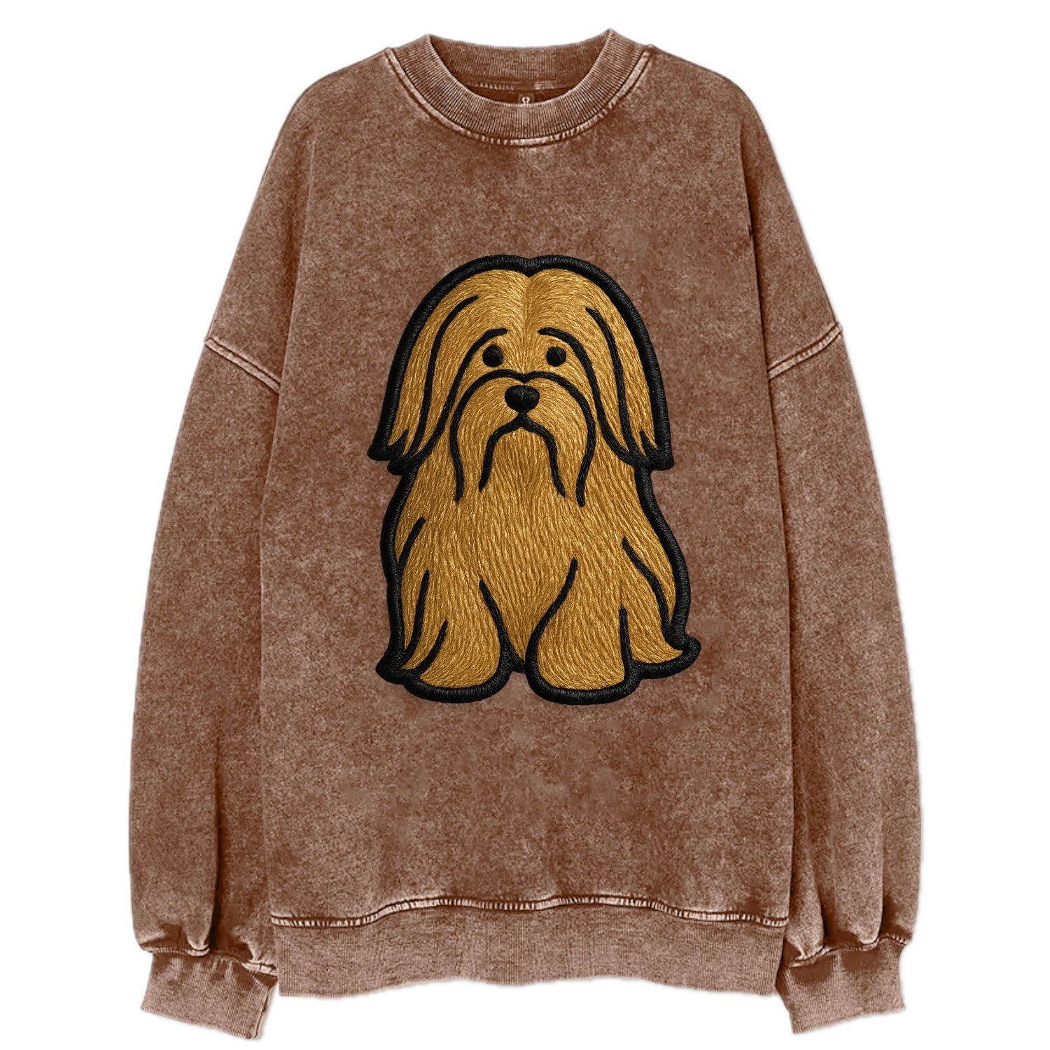 Lhasa Apso - Trendy long-haired design w - Vintage Sweatshirt - Brown