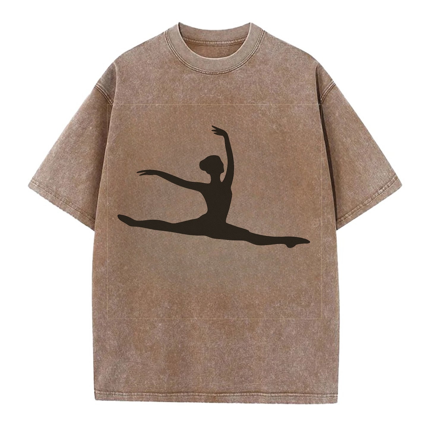 Ballet dancer in grand jete leap - Vintage T-shirt - Brown