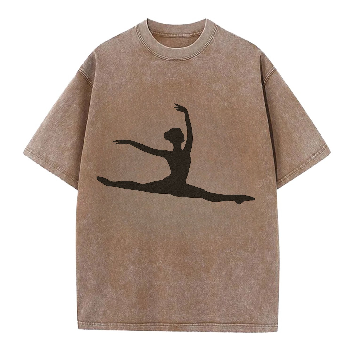 Ballet dancer in grand jete leap - Vintage T-shirt - Brown
