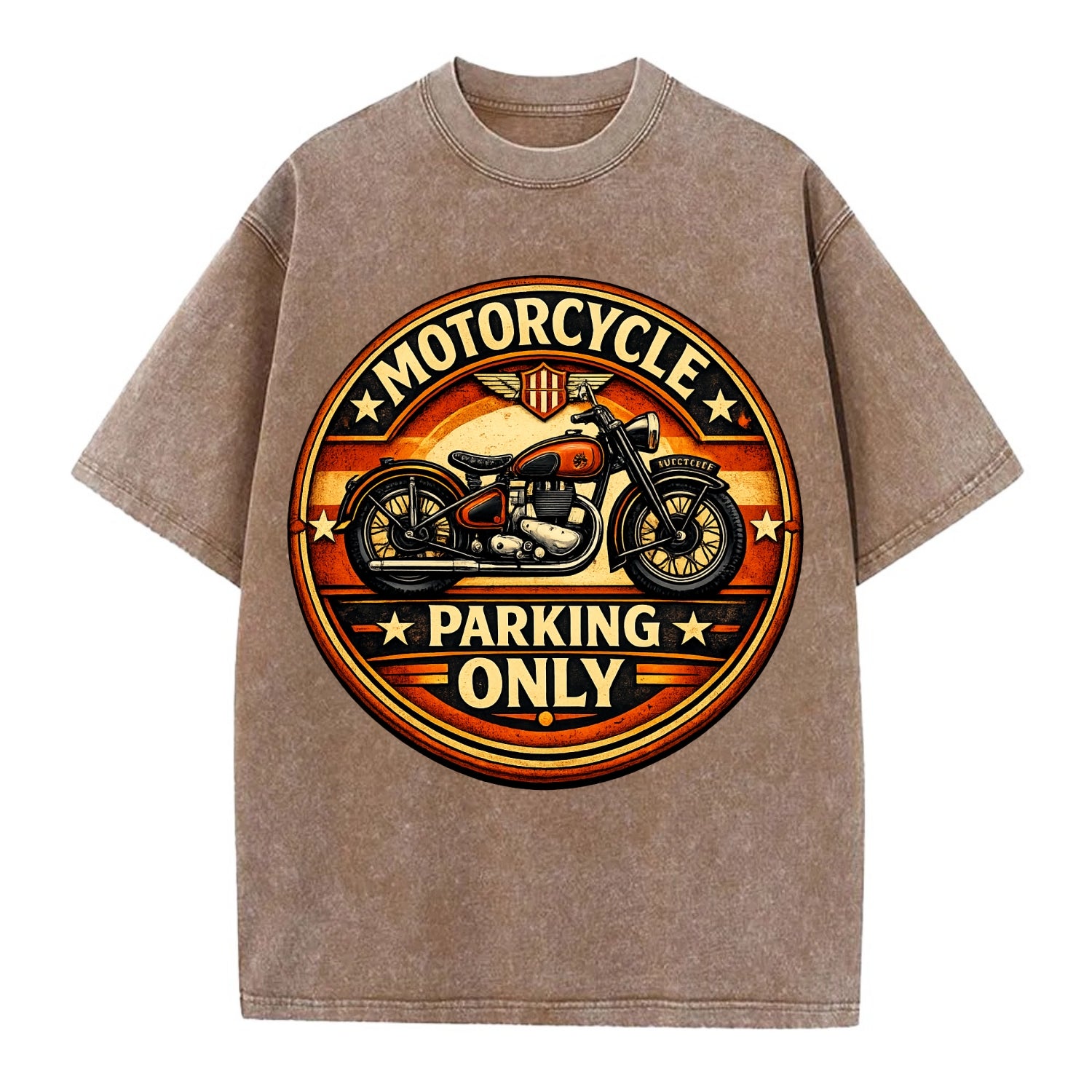 Motorcycle Parking Only - Vintage T-shirt - Brown