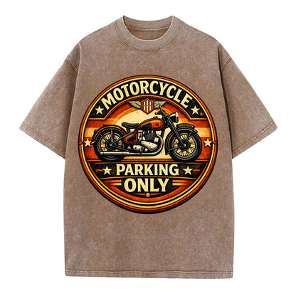 Motorcycle Parking Only - Vintage T-shirt - Brown