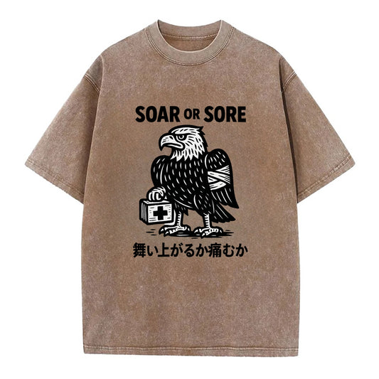 Soar or Sore - Eagle with bandaged wing Vintage T-shirt - Brown
