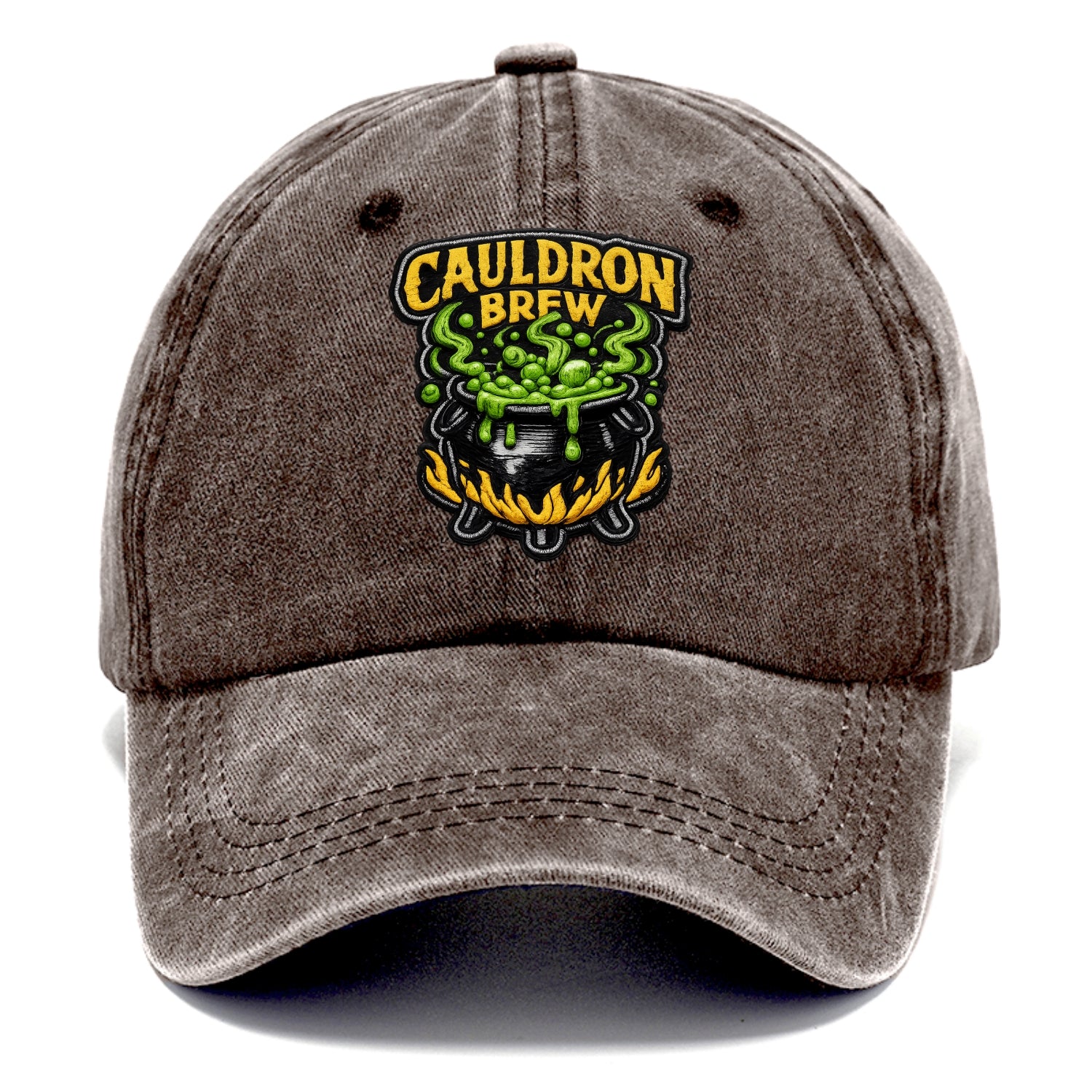 CAULDRON BREW - bubbling pot in black and green , witch craft - Classic Cap - Brown