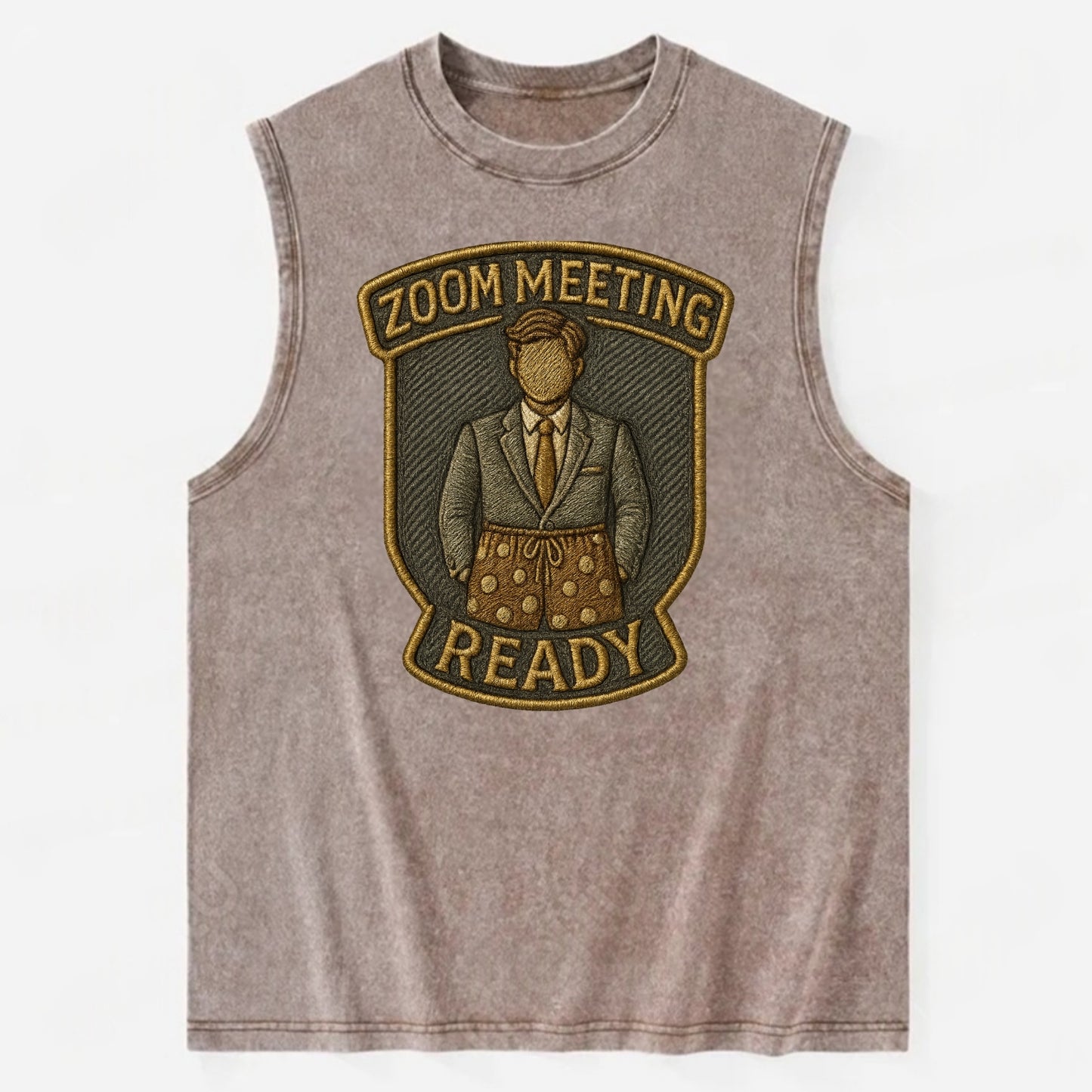 Zoom Meeting Ready  - Vintage Washed Tank - Brown