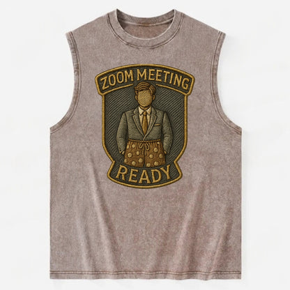 Zoom Meeting Ready  - Vintage Washed Tank - Brown