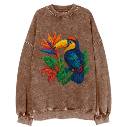 Toucan Paradise - Vintage Sweatshirt - Brown