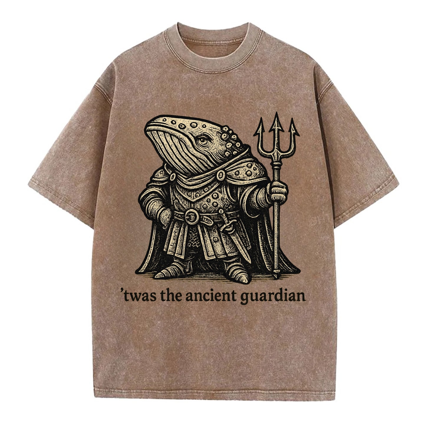Whale Ancient Guardian  - Vintage T-shirt - Brown