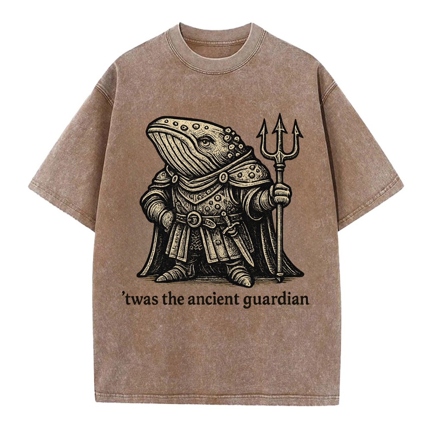 Whale Ancient Guardian  - Vintage T-shirt - Brown