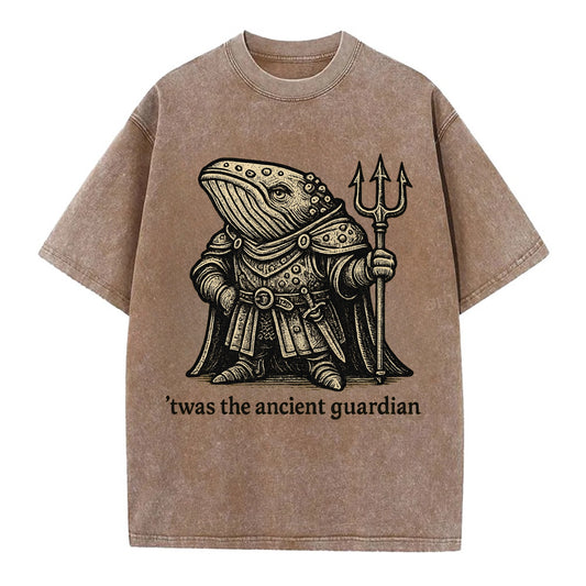 Whale Ancient Guardian  - Vintage T-shirt - Brown