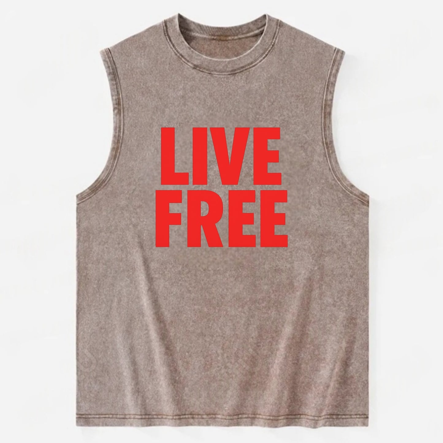 Bold typography design - "LIVE FREE" - unrestricted living - Vintage Washed Tank - Brown