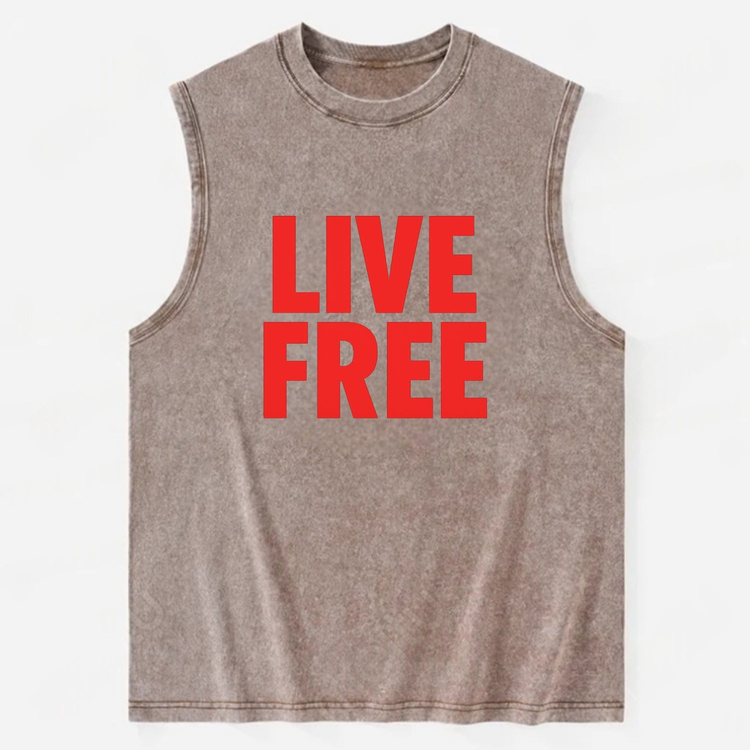 Bold typography design - "LIVE FREE" - unrestricted living - Vintage Washed Tank - Brown