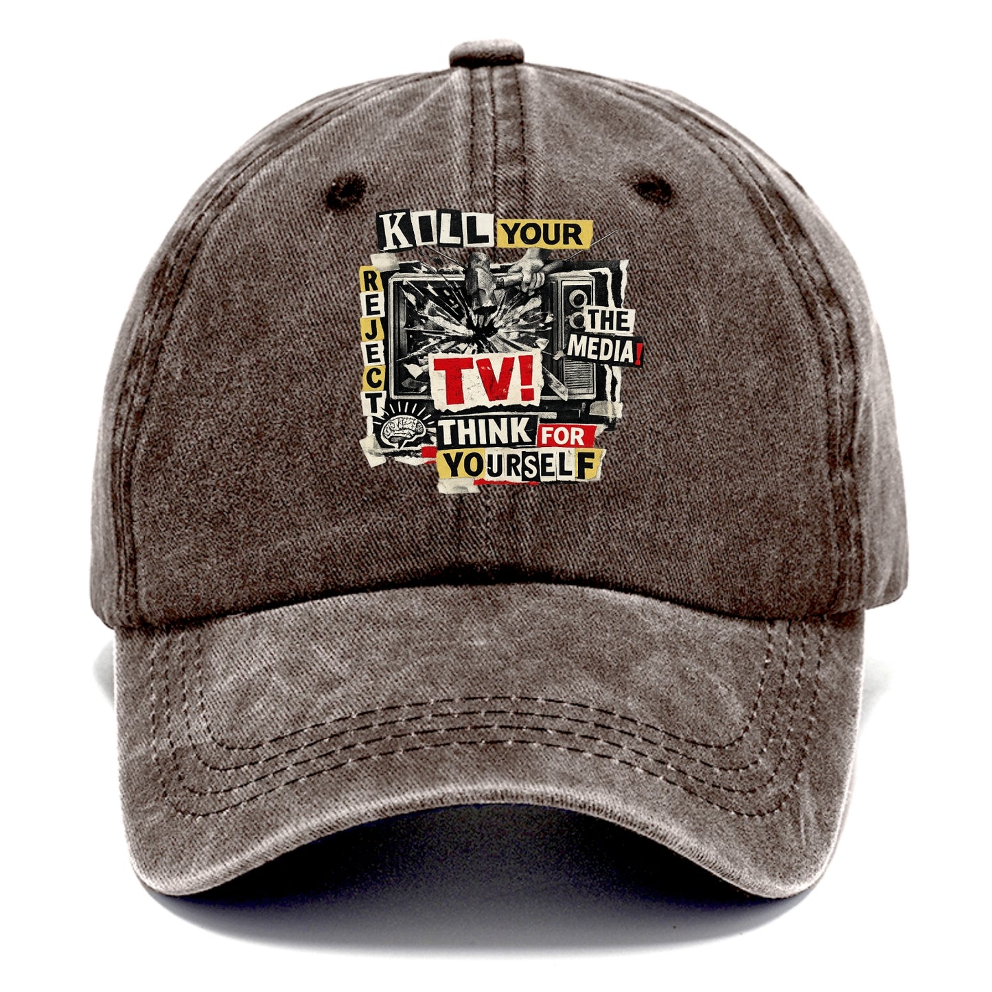 KILL YOUR TV | Smashed television | Reject media | Think for yourself | Analog - Classic Cap - Brown