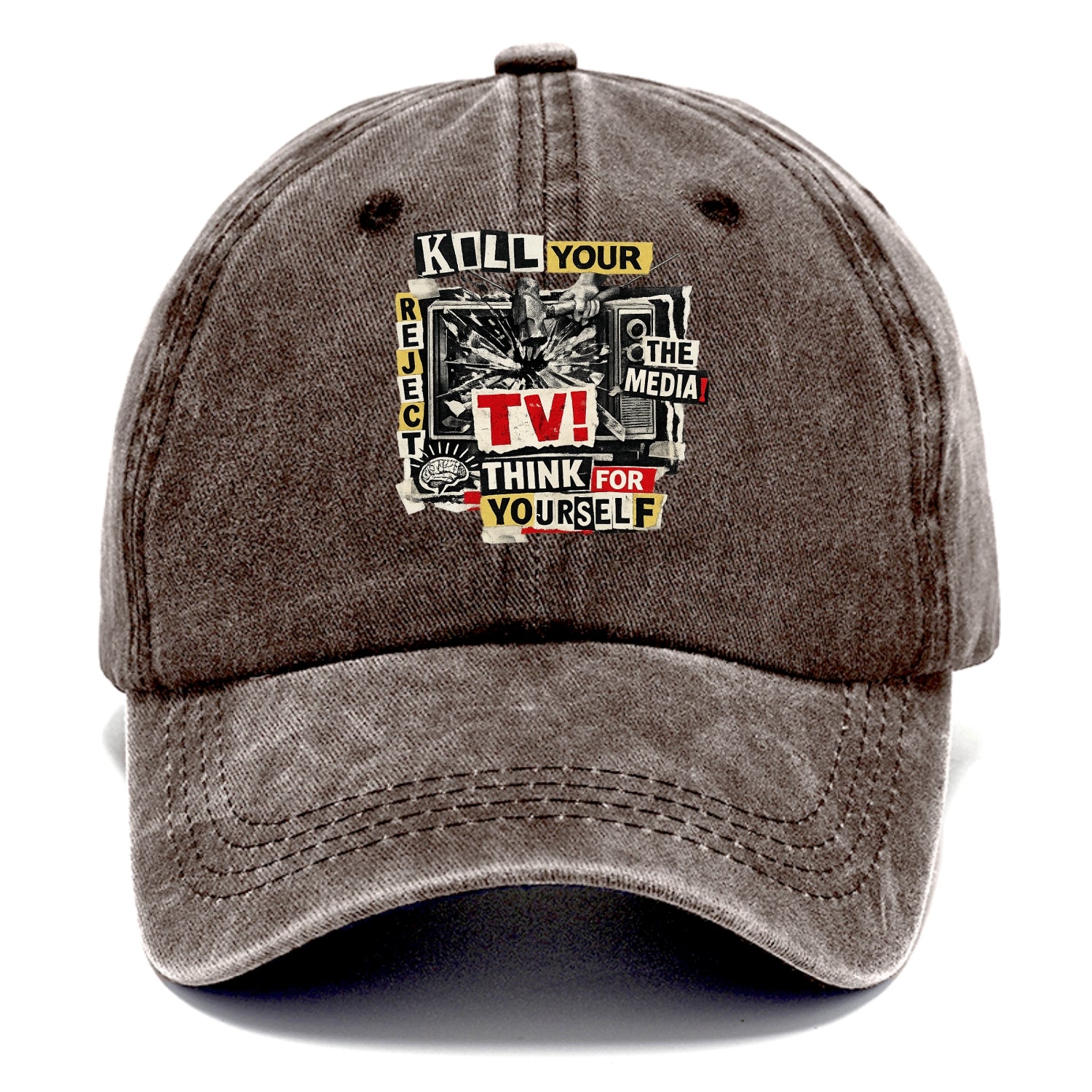 KILL YOUR TV | Smashed television | Reject media | Think for yourself | Analog - Classic Cap - Brown
