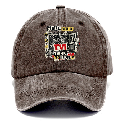 KILL YOUR TV | Smashed television | Reject media | Think for yourself | Analog - Classic Cap - Brown