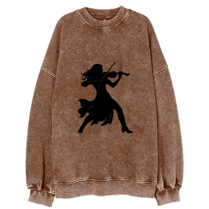 Violinist performing dramatic pose - Vintage Sweatshirt - Brown