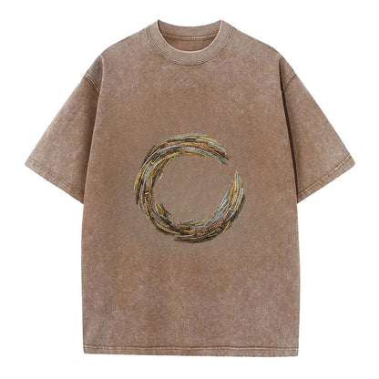 Enso Circle - Vintage T-shirt - Brown