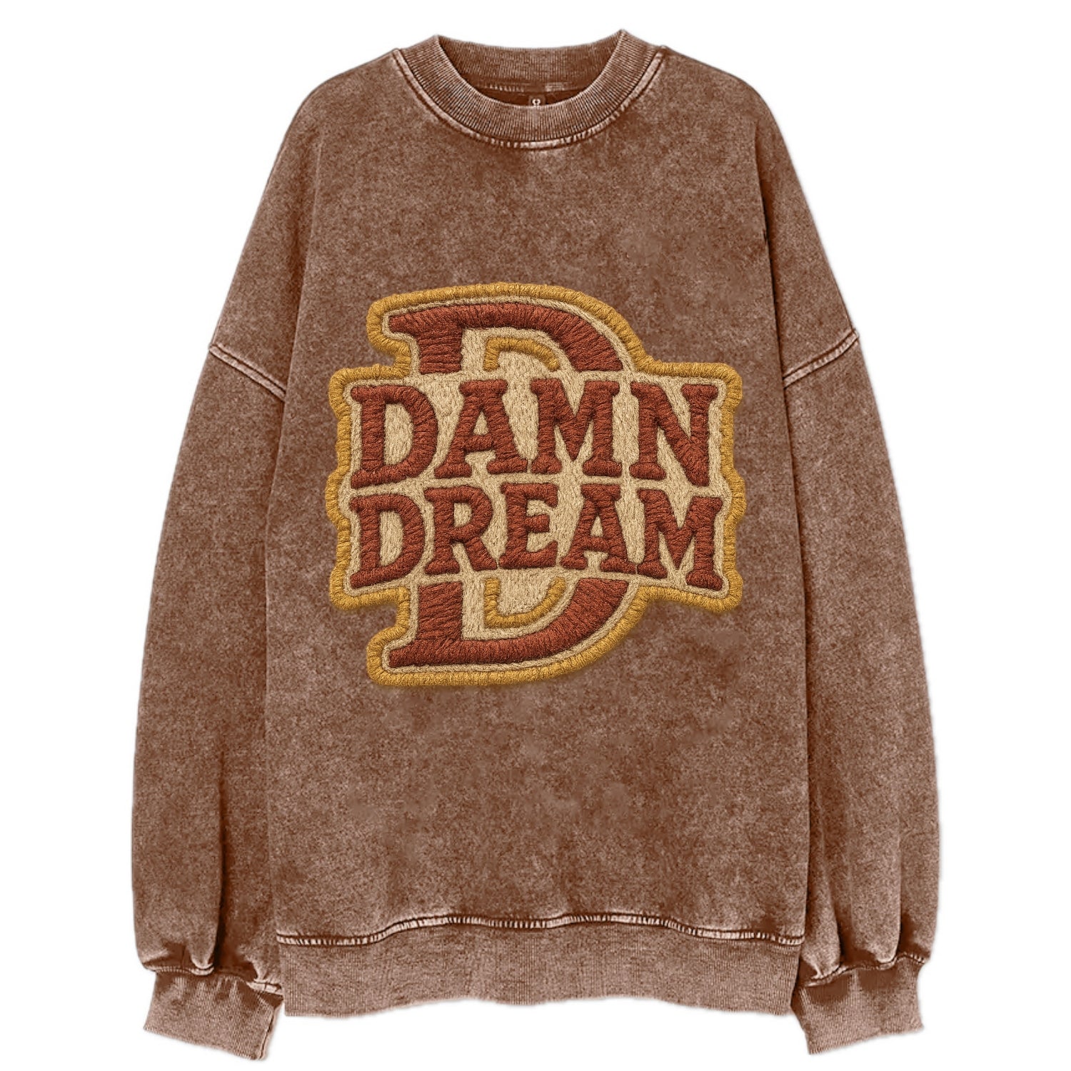 DAMN;DREAM BIG Motivational White Cap - Vintage Sweatshirt - Brown