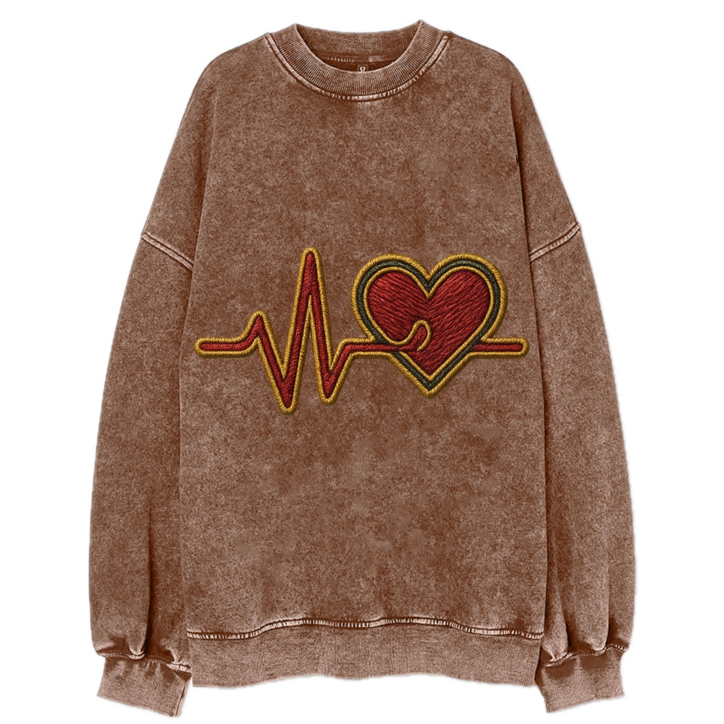 Heartbeat Line  - Vintage Sweatshirt - Brown