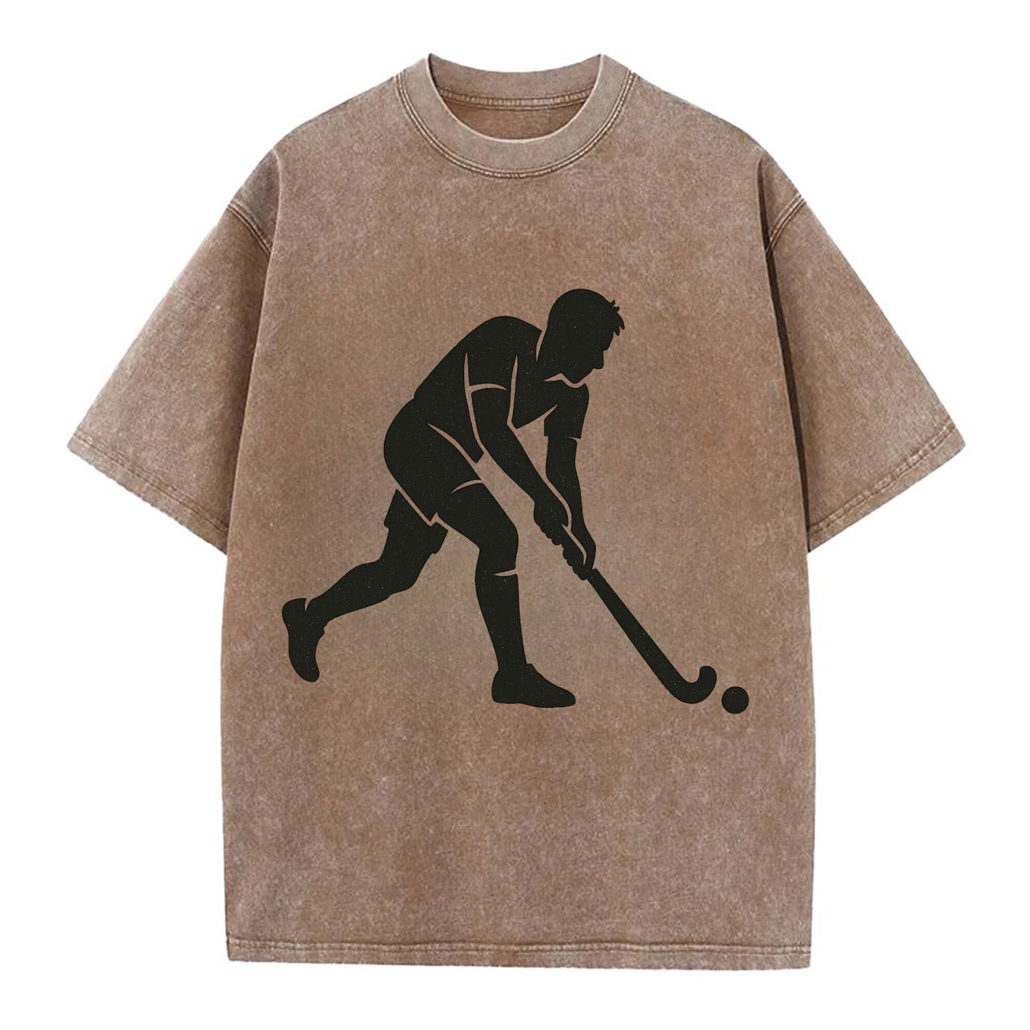 Field hockey player striking the ball - Vintage T-shirt - Brown