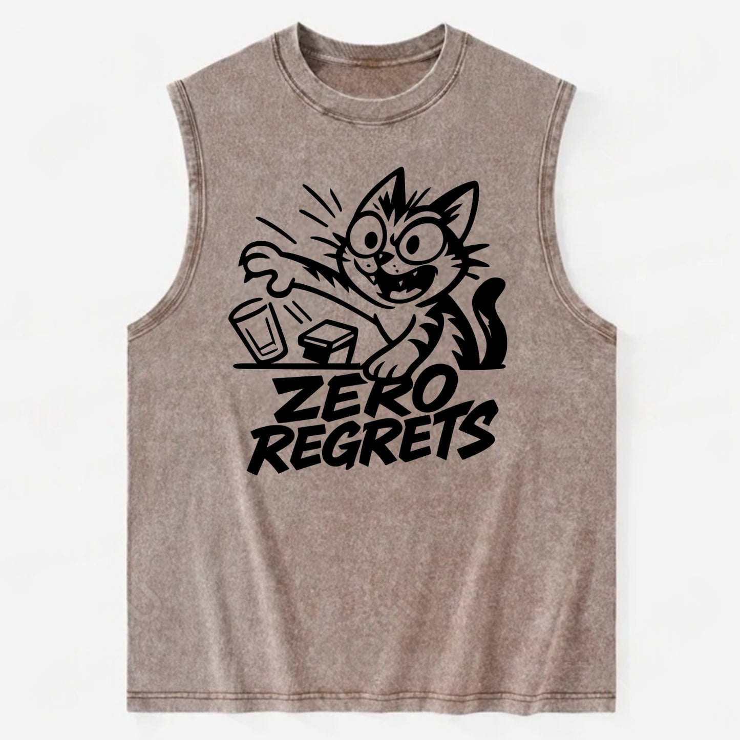 Chaos Gremlin Cat - Vintage Washed Tank - Brown
