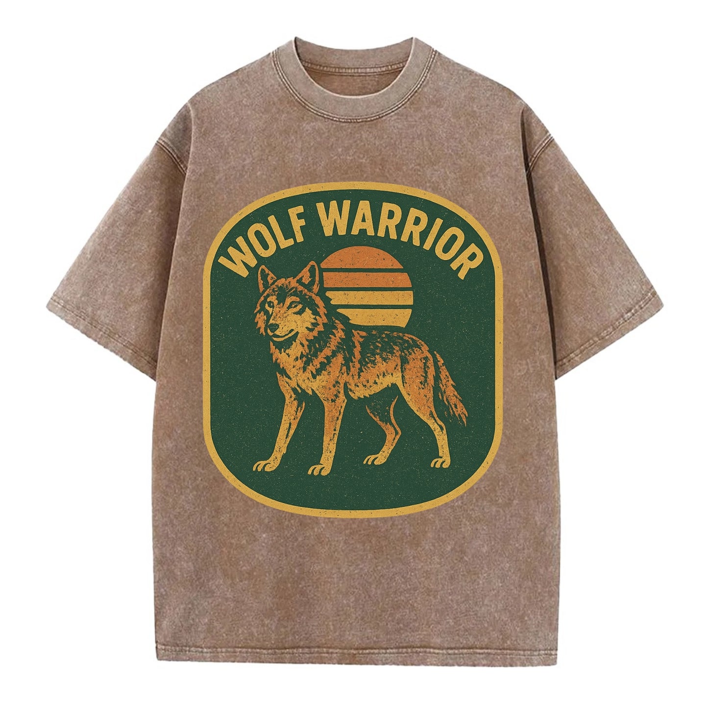 Wolf Warrior  - Vintage T-shirt - Brown