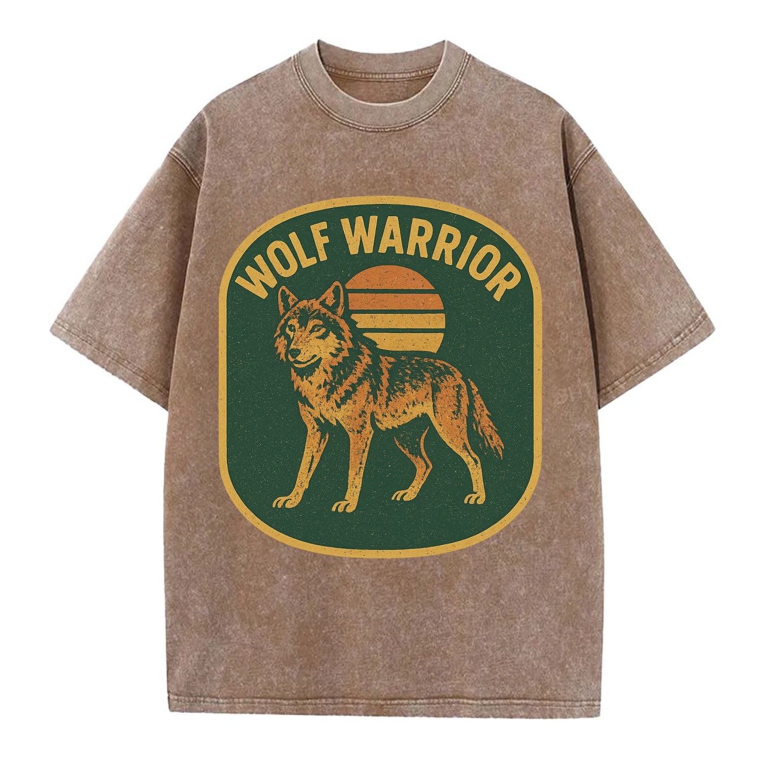 Wolf Warrior  - Vintage T-shirt - Brown
