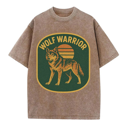 Wolf Warrior  - Vintage T-shirt - Brown
