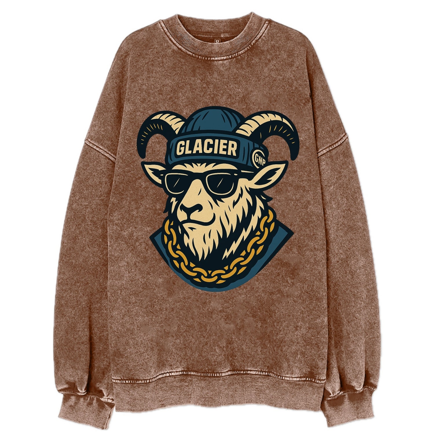 Glacier Mountain Goat - Vintage Sweatshirt - Brown