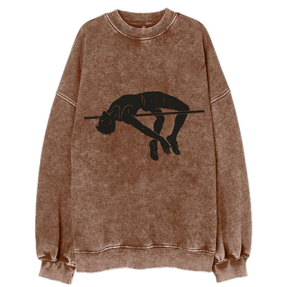High jumper arching over bar - Vintage Sweatshirt - Brown