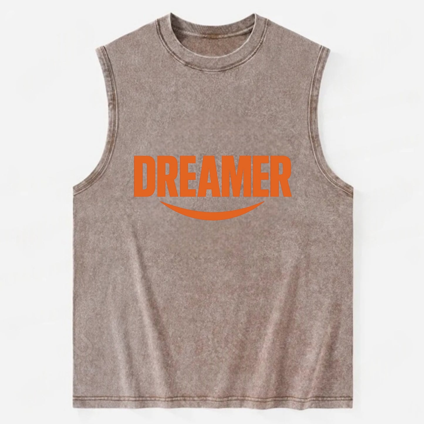 Bold typography design - "DREAMER" - imagination, seeing possibilities - Vintage Washed Tank - Brown