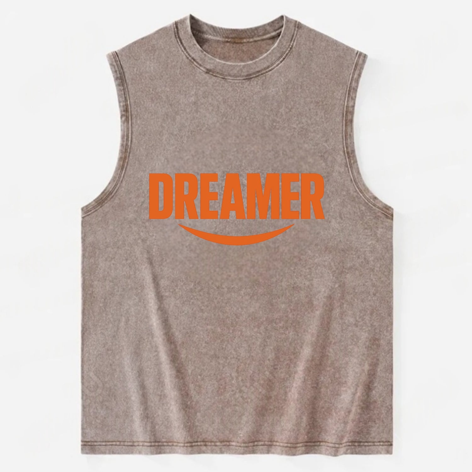 Bold typography design - "DREAMER" - imagination, seeing possibilities - Vintage Washed Tank - Brown