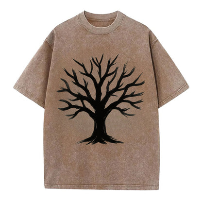 Tree with many branches - community strength ink art - Vintage T-shirt - Brown