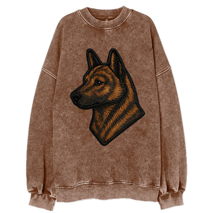 Kai Ken - Modern tiger dog logo with bol - Vintage Sweatshirt - Brown