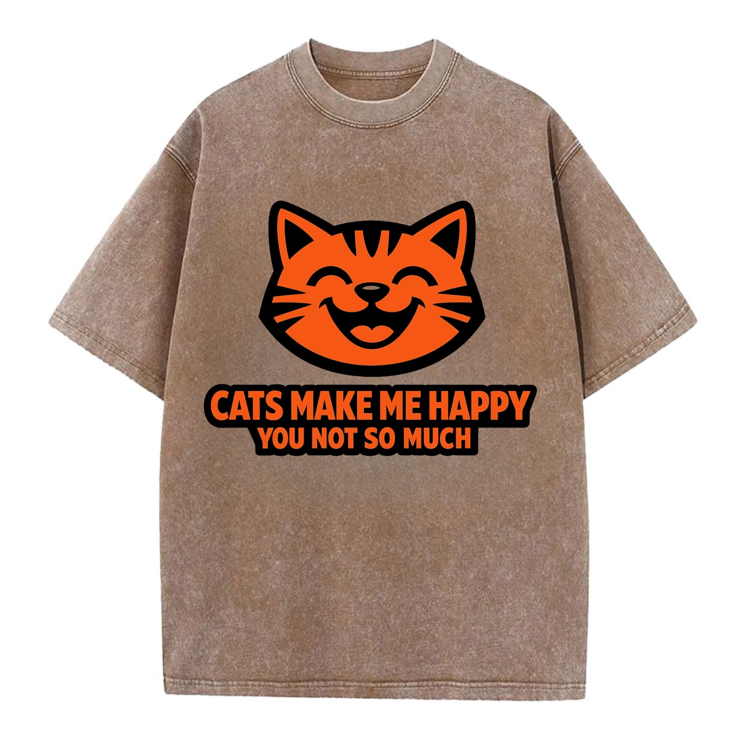 Feline Joy and Sassy Truths - Vintage T-shirt - Brown