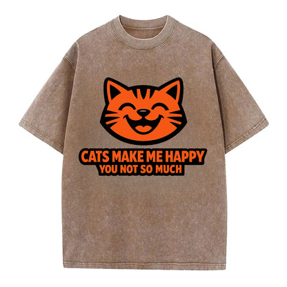Feline Joy and Sassy Truths - Vintage T-shirt - Brown