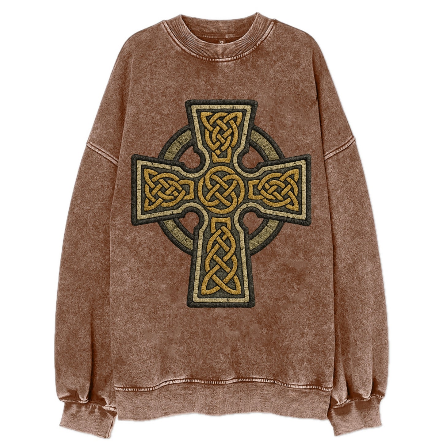 Celtic Cross  - Vintage Sweatshirt - Brown
